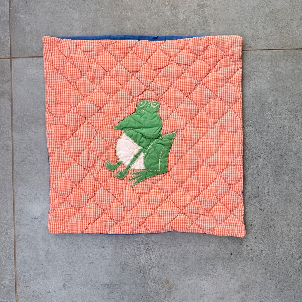 The Company Store Pillow Sham Kids Orange Excellent Frog Gingham Quilted Cotton